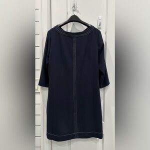 Boden Blue Sheath Dress with Bateau Neckline and 3/4 Sleeves